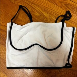 Alo White and Black Trim Activewear Top